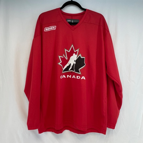 Bauer Canada Hockey Jersey Blank Lightweight Red Size Large LIKE NEW - Picture 9 of 10